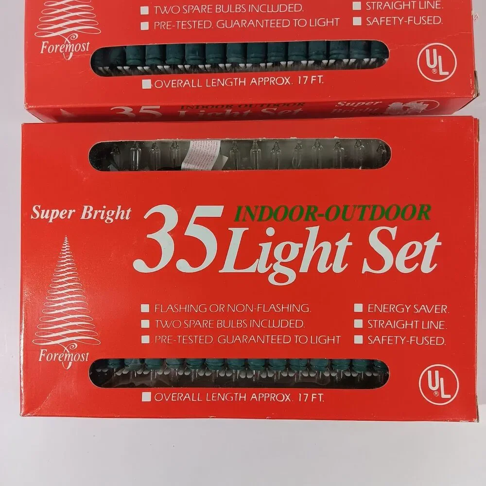 Foremost 35 Christamas String Light Set Indoor Out Lot NOS Holiday Decorations
